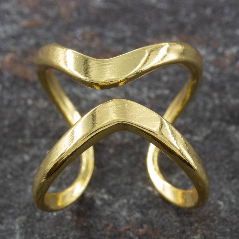 Silberring Silber 925 Ring Verstellbar Offen R0988 Vergoldet von AbaSchmuck
