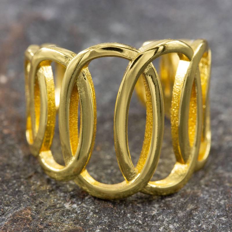 Silberring Silber 925 Ring Verstellbar Offen R0991 Vergoldet von AbaSchmuck