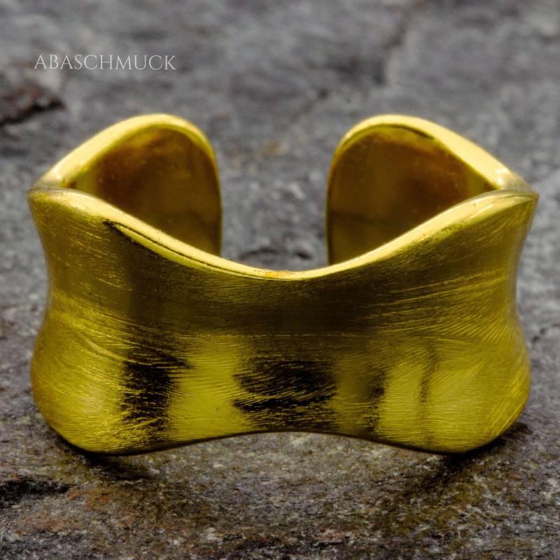 Silberring Vergoldet Silber 925 Ring Verstellbar Offen R1048 von AbaSchmuck