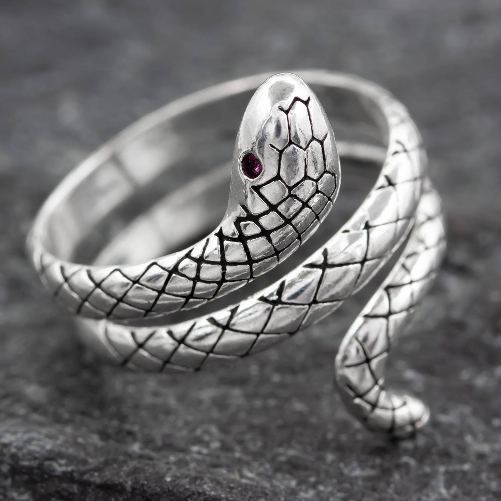 Verstellbarer Ring Bandring Silberring Offen 925 Sterlingsilber Schlangen Design Handgefertigt Tiermotiv Moderner Damenring Geschenkidee von AbaSchmuck