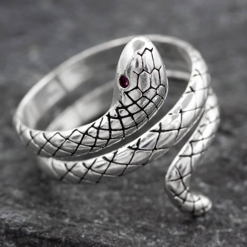 Verstellbarer Ring Bandring Silberring Offen 925 Sterlingsilber Schlangen Design Handgefertigt Tiermotiv Moderner Damenring Geschenkidee von AbaSchmuck