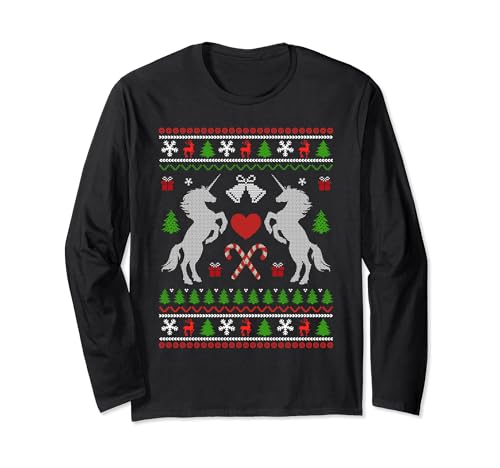 Lustiger Weihnachtspullover mit Einhörnern und Herzen, für Kinder Langarmshirt Lustiger Weihnachtspullover mit Einhörnern und Herzen, für Kinder Langarmshirt von Abab Unicorn Lovers Ugly Sweater Christmas Pajama