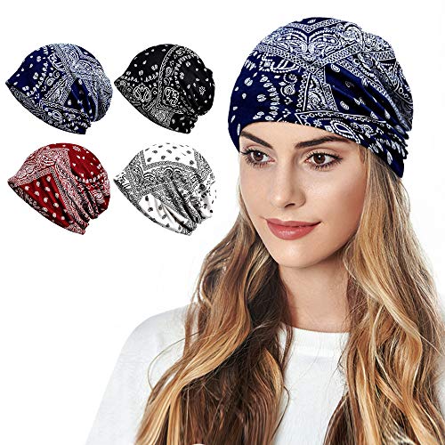 Damen Sommer Beanie für Männer Hut Boho Hüte Erwachsene Zwergmützen Chemo Mütze Krebs Kopfbedeckung Caps Baggy Skull Schlafmütze Nachtmütze, B-1401-Pack, Einheitsgröße von Ababalaya