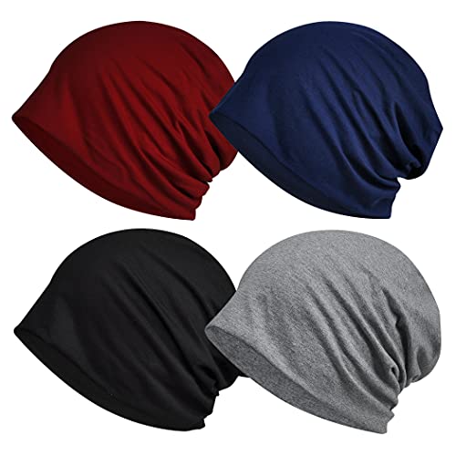 Damen Sommer Beanie für Männer Hut Boho Hüte Erwachsene Zwergmützen Chemo Mütze Krebs Kopfbedeckung Caps Baggy Skull Schlafmütze Nachtmütze, B-g1446-4pack Closed Top, Einheitsgröße von Ababalaya