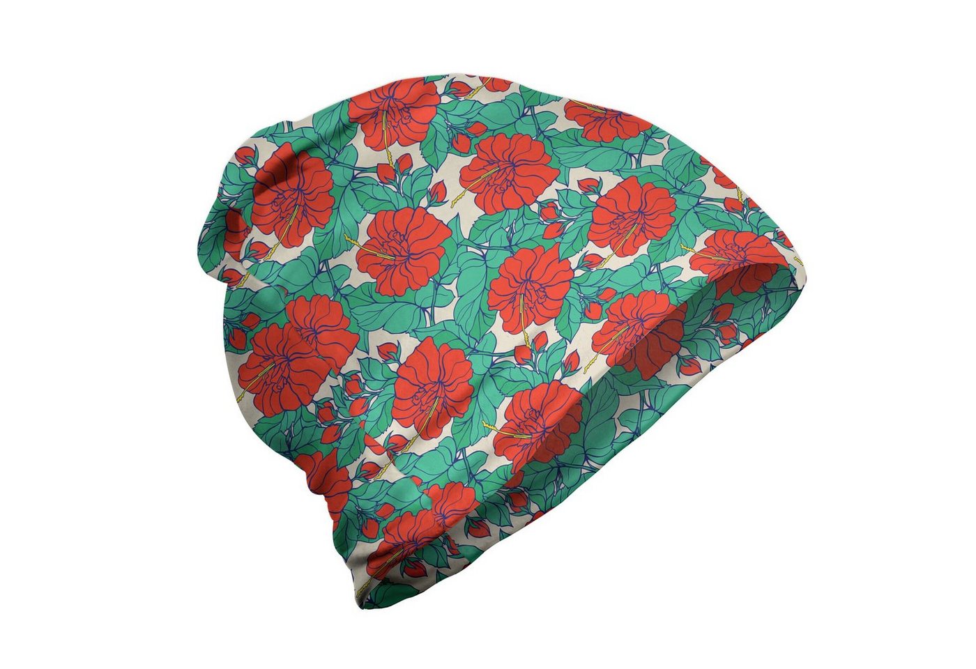 Abakuhaus Beanie Wandern im Freien Blumen Hibiscus Blossom Tropic Art von Abakuhaus