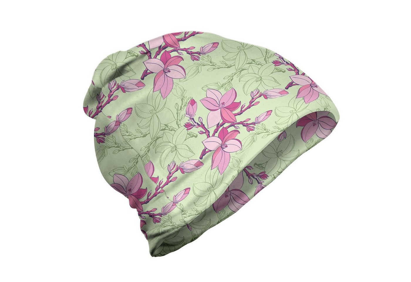 Abakuhaus Beanie Wandern im Freien Blumen Pinkish Blumen-Silhouetten von Abakuhaus