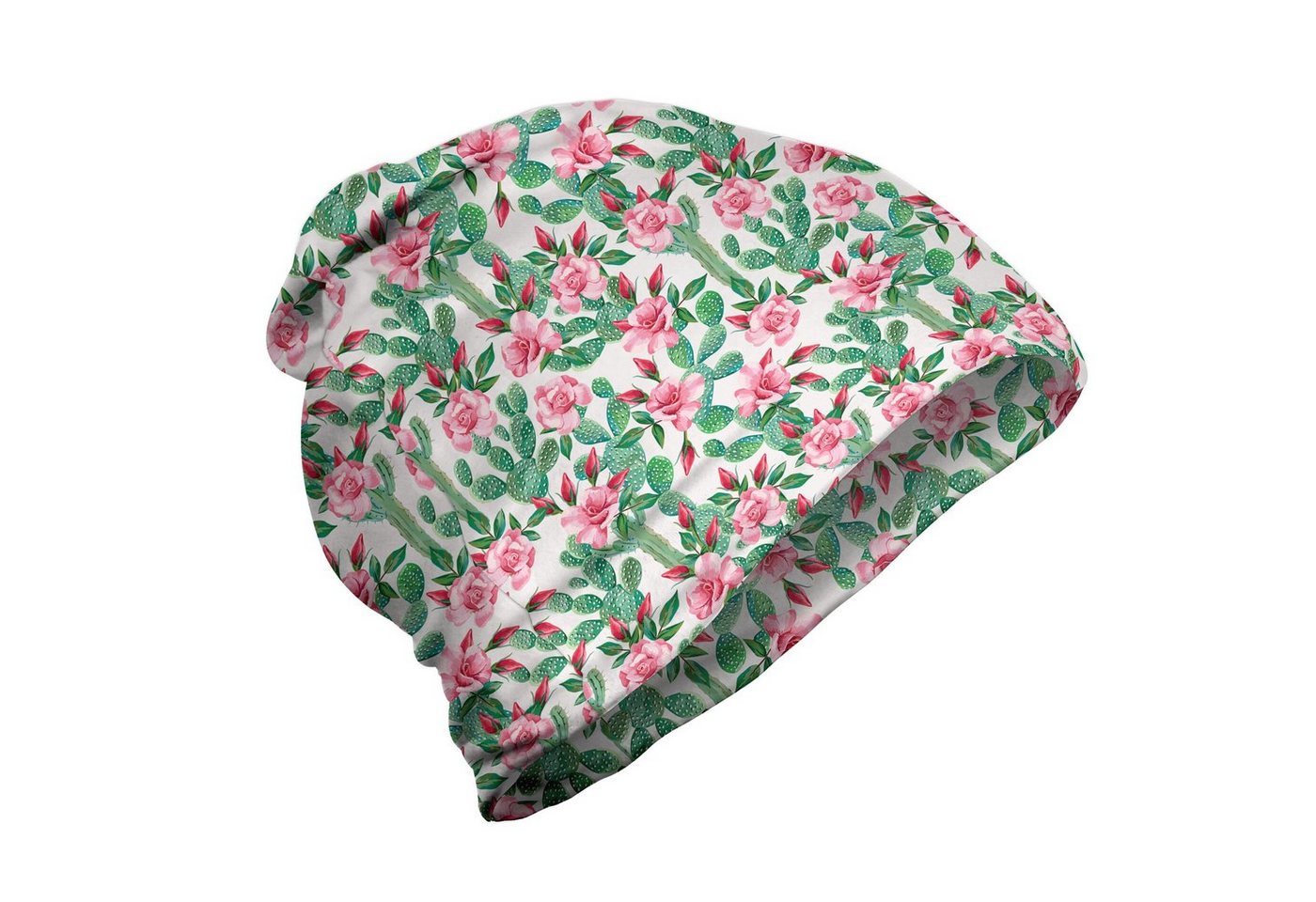 Abakuhaus Beanie Wandern im Freien Blumen Rosebuds mit Cactus Kunst von Abakuhaus