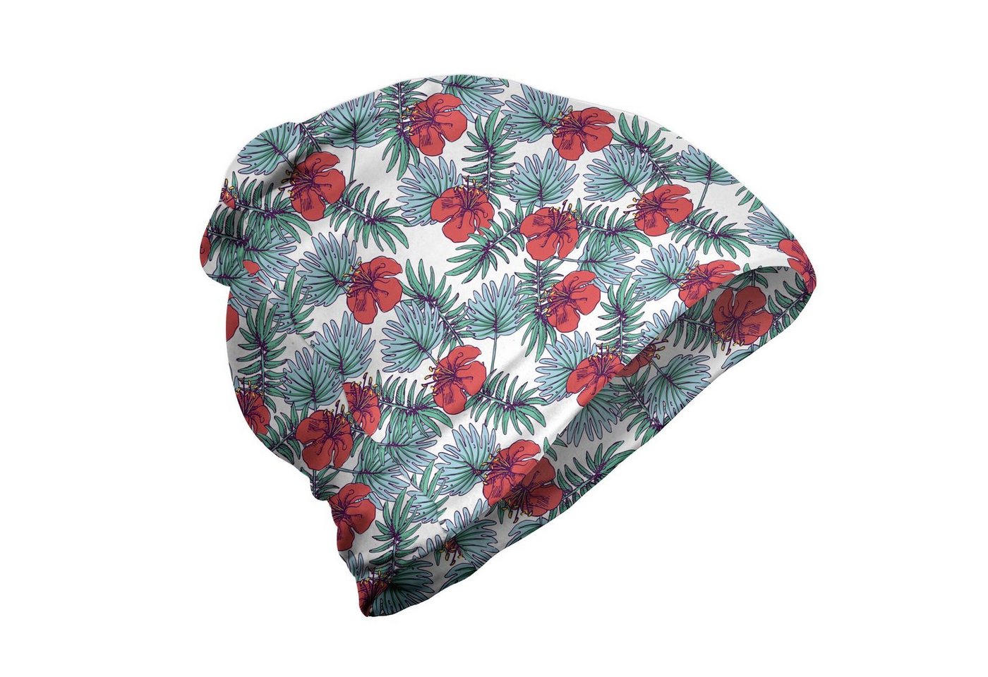 Abakuhaus Beanie Wandern im Freien Exotisch Tropic Pflanzen und Hibiscus von Abakuhaus