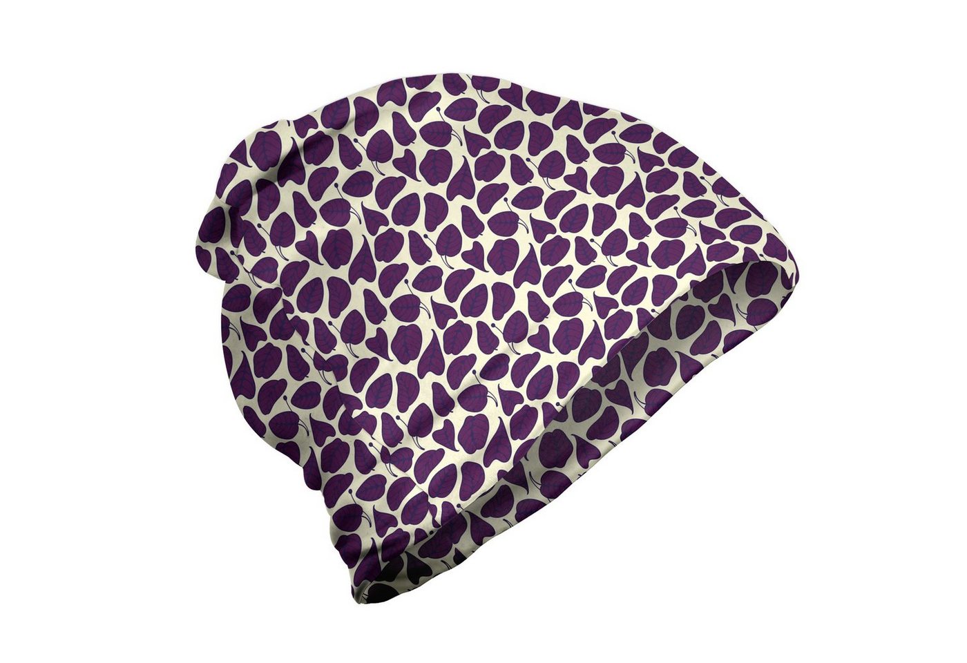 Abakuhaus Beanie Wandern im Freien Natur Dark Purple Leaves Pattern von Abakuhaus