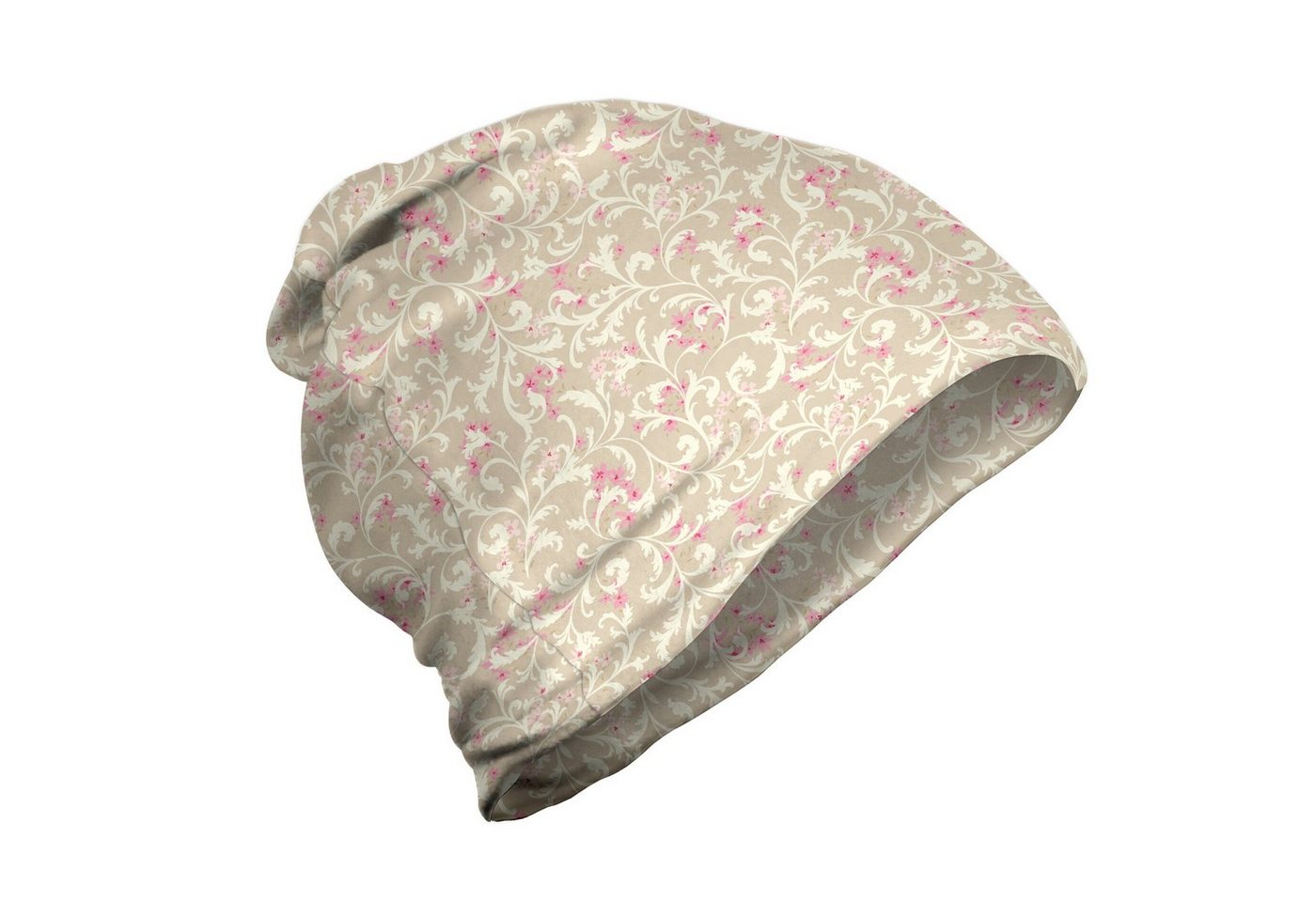 Abakuhaus Beanie Wandern im Freien Rosa Blumen Curlicue Leafy Blumen von Abakuhaus