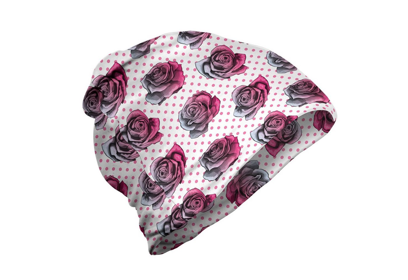 Abakuhaus Beanie Wandern im Freien Rosa Tupfen Detaillierte Rosen Kunst von Abakuhaus