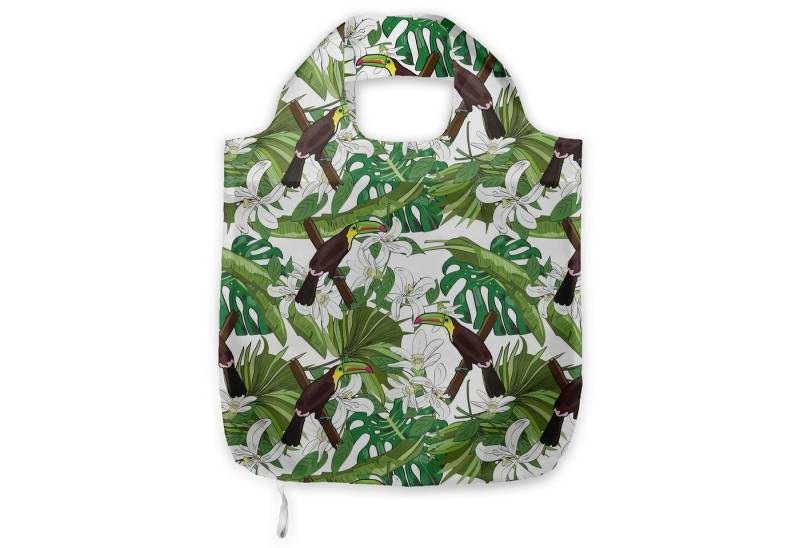 Abakuhaus Tragetasche Praktische Einkaufstaschen Umweltfreundliche Wiederverwendbare, Botanische Toucan Vögel im Dschungel von Abakuhaus