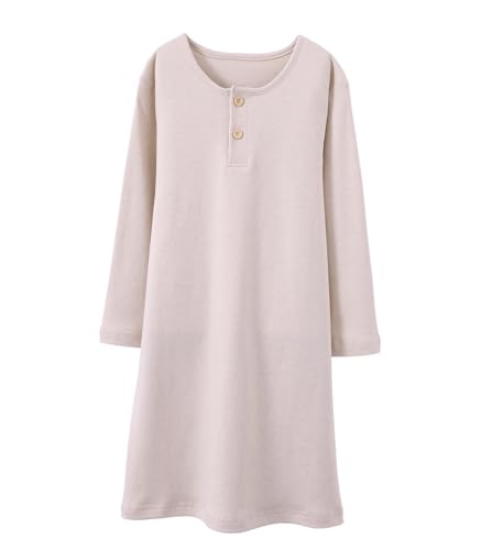 ABALACOCO Mädchen-Nachthemd aus Bio-Baumwolle für Kleinkinder, Nachtwäsche, Pyjama, Kleid, Heim-Nachthemd, kurzärmelig, weich, 2–14 Jahre, 02#Solid, 4-5 Jahre von Abalacoco