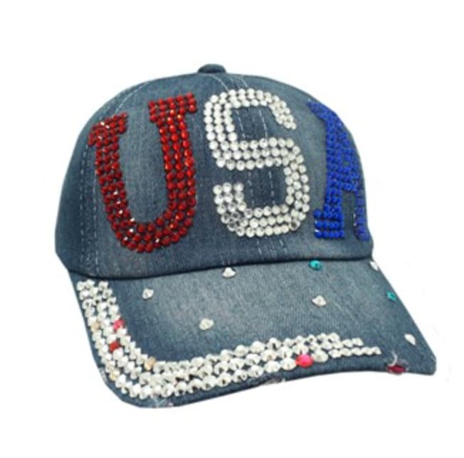 Usa Rot Weiß & Blau Denim Cap | Jeweled Hut Denim-Kappe Baseball-Hut Usa Rot Weiß & Blau Denim Cap | Jeweled Hut Denim-Kappe Baseball-Hut von AbamaGirl