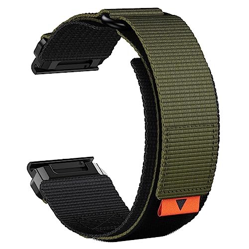 Abanen Robustes Nylon-Uhrenarmband für Garmin Fenix 7 / Fenix 6 / Instinct 2 / Fenix 5 / Epix 2, verstellbares gewebtes ballistisches Nylon-Gurtband für Forerunner 955/965, MARQ (grün) von Abanen