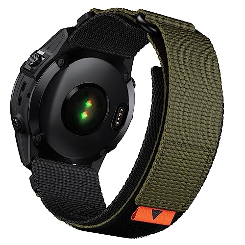 Abanen Taktische Nylon-Uhrenarmbänder für Fenix 7X,Fenix 6X,Fenix 5X,Enduro 2, Quick Fit 26 mm verstellbares, robustes Gewebe, ballistisches Nylon-Gurtband für Garmin Tactix 7 Pro, Descent MK2 (grün) von Abanen