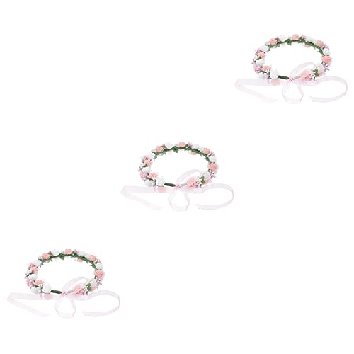 Abaodam 3 Stk Zweireihiges Kranz-armband-set Kopfschmuck Für Brautgirlanden Haarkranz Halo Blumenarmband Halo-stirnband Für Die Braut Haarschmuck Reisen Pe-schaum- Hochzeit Weiß von Abaodam