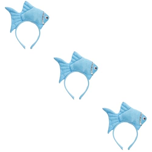 3st Tierische Kopfbedeckung Make-up-stirnband Plüsch-fisch-haarband Meerestier Cosplay Stirnband Lustiges Stirnband Halloween-partybevorzugung Plüsch-fisch-stirnbänder Blue Stoff Abaodam von Abaodam