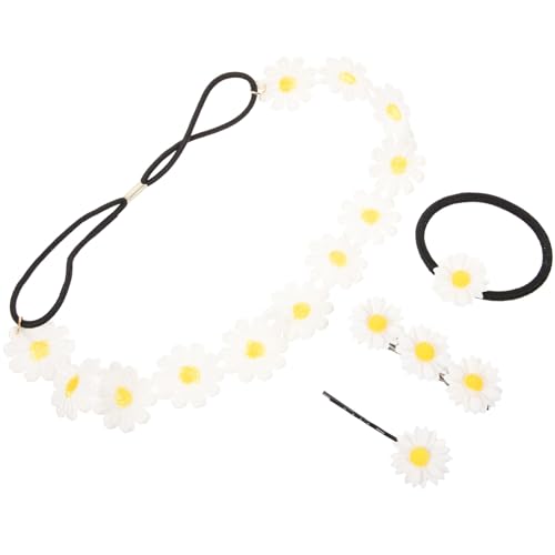 Abaodam 4 Stück Gänseblümchen-stirnband-set Haarband Gänseblümchenkrone Gänseblümchen-blumenkronen Für Frauen Stirnband Blumenstirnband Schüttgut Fräulein Haarschmuck Harz von Abaodam