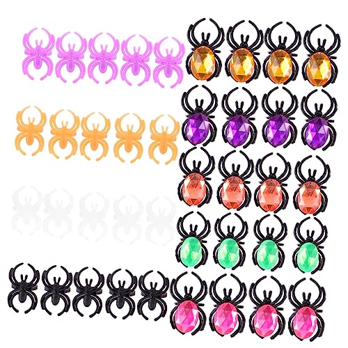 40Stücke Fingerzubehör Spider Fingerringe aus Kunststoff für Halloween Feiern Leuchtende Fingerdekoration für Kostümpartys Ankleiden von Abaodam