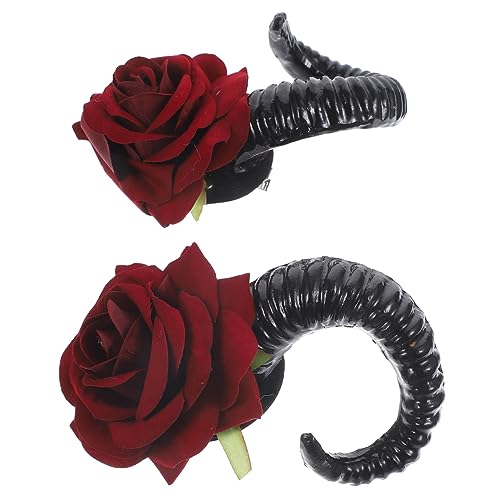 Abaodam 1 Paar Ziegenhörner Für Cosplay Teufelshorn-haarnadel Gothic-haarschmuck Punk-haarspange Gotische Hörner Haarspange Aus Rosenhorn Kostüm Hörner Metall Lolita Vampir Fräulein von Abaodam