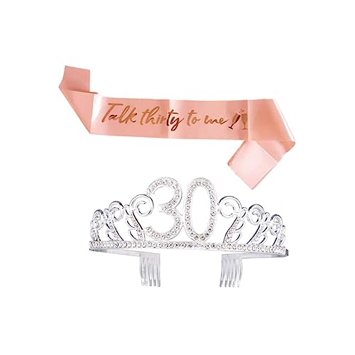 Abaodam 1 Satz Partyschärpe Prinzessin Tiara Schärpe Zum 40. Geburtstag Strass Einfache Schärpe 30. Geburtstag Party-etikette-gürtel Geburtstagsfeier Schärpe Gurt Braut Krone Mädchen von Abaodam