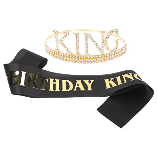 Abaodam 1 Set Birthday Sash Und Tiara Kit Strass King Crown Geburtstag Tiara Geburtstagsfeier Schärpe für Geburtstagsfeier Bevorzugt Foto- Requisiten von Abaodam