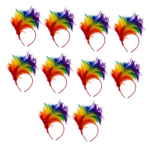 Abaodam 10 Stück Stirnband Haarschmuck Braut Hut Abschlussball Zubehör Regenbogen Haarband Federkopfschmuck Mardi Gras Kopfschmuck Dekoratives Stirnband Foto Kopfschmuck Buntes Haar von Abaodam