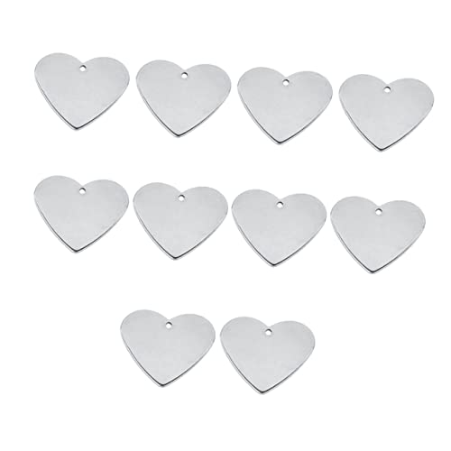 Abaodam 10 Stück Teiliges Edelstahl herzanhänger Haustiere Kratzfest Rostfrei Leichter DIY Schmuckanhänger Personalisierbare Hundemarken Silberfarbene Plaketten für Namensgravur von Abaodam