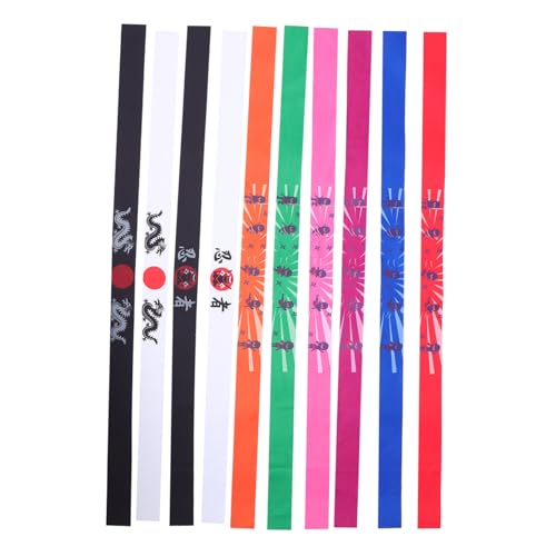 Abaodam 10 Stück Teiliges Ninja Karate Stirnband für Weiche Atmungsaktive Samurai Kopfband Kopfbedeckung für Rollenspiele Karate Cosplay Geburtstagsfeiern und Spannende Abenteuer von Abaodam