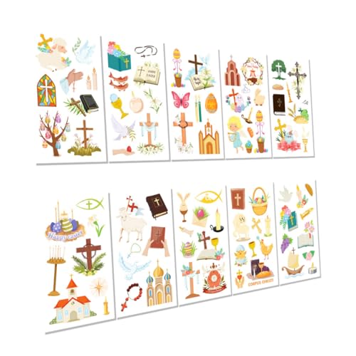 Abaodam 10blätter Tattoos Aufkleber Cartoon-osterdesigns Für Körper Für Partys Und Fotos Temporäre Selbstklebende Dekorationen Für Erwachsene von Abaodam