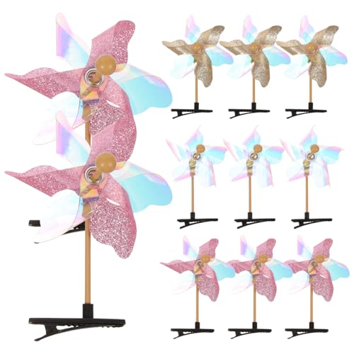 Abaodam 11 Stück Windmühlen-Haarspangen Sprossenclips Pailletten-Windräder Alligator-Haarnadeln Haarspangen Haarschmuck Für Frauen Und Mädchen Zuhause Schule Party Weihnachten Halloween von Abaodam