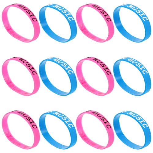 Abaodam 12 Stück Musik Armbänder I Love Music Silikonarmbänder Blau und Stretch Handgelenkbänder für Festivals Edm Partys und Konzerte von Abaodam