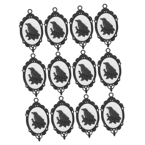Abaodam 12 Stück Teiliges Halloween Crow Anhänger Geprägte Legierung Gothischer Stil Dreidimensionales Design Langlebig DIY Schmuckzubehör für Halsketten und Armbänder von Abaodam