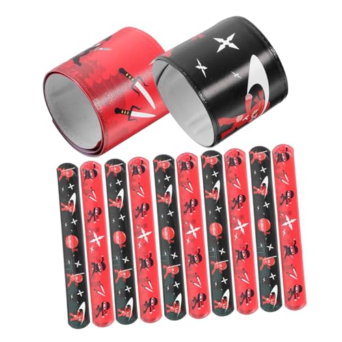 Abaodam 12 Stück Teiliges Ninja Slap Armband für Bunte Snap Wrist Bands mit Langlebigem Ninja Muster Einfach Anzulegende Party Slap Bracelets für Kindergeburtstag und Spielspaß von Abaodam