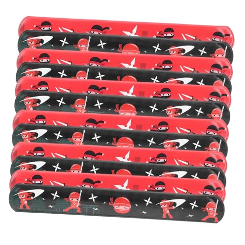 Abaodam 12 Stück Teiliges Ninja Slap Armband für Interaktiver Spielspaß Sichere Abgerundete Kanten Langlebiges Material Einfaches Anlegen Kreative Ninja Muster für Partys und Geschenke von Abaodam