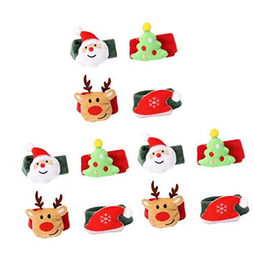 Abaodam 12 Stück Teiliges Weihnachts Slap Armband Set aus Weichem Material mit Santa Claus Rentier Tannenbaum und Mütze Motiven Bequem Tragbar Modisch als Weihnachts und Silvester Deko von Abaodam