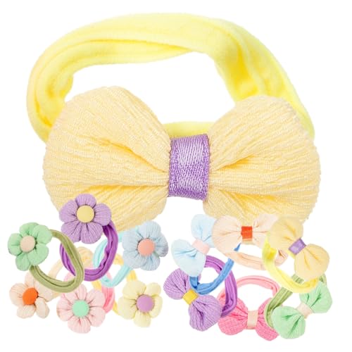 Abaodam 12 Stücke Elastische Haargummis mit Schleife für Mädchen Weiche Pferdeschwanzhalter und Stoff für Kleinkinder und Babys von Abaodam