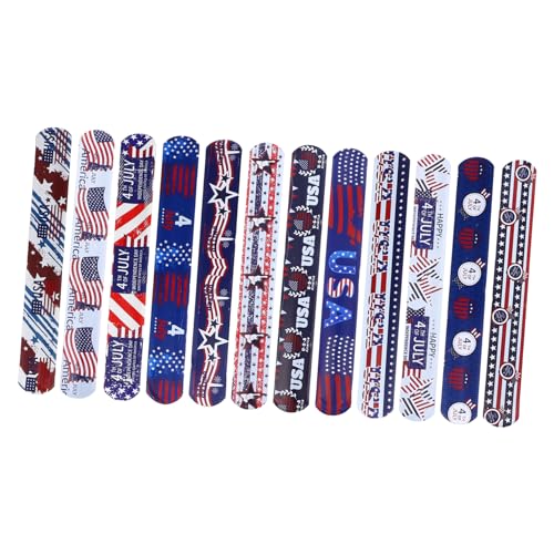 Abaodam 12st Sexkreis Zum Unabhängigkeitstag Armbänder Zum Unabhängigkeitstag Patriotische Schnapparmbänder Zum 4. Juli Slap-bands Zum Gedenktag Mädchen Tag Der Unabhängigkeit Kind Pvc von Abaodam