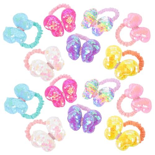 Abaodam 14 Stück Teiliges Haarschleifen Haargummis mit Glitzernden Schleifen Sanfte Elastische Haargummis für Mädchen Haarschonend Bunte Farben für Junge Mädchen Kleinkinder und Hohe Zöpfe von Abaodam