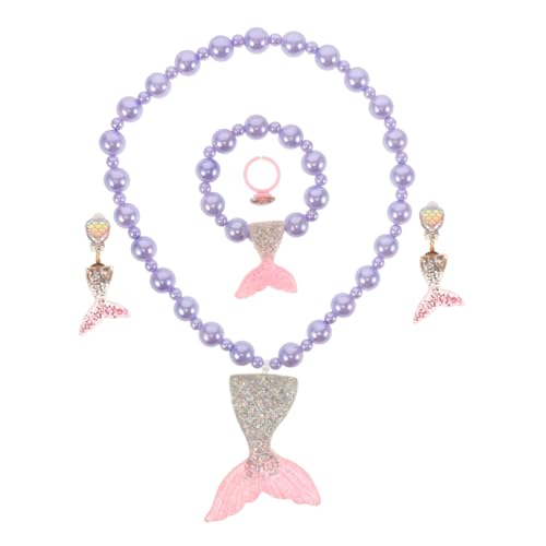 Abaodam 1Satz Schmuckset Teiliges Meerjungfrau Design mit Perlen Armband Halskette Ohrringen und Ring für Partys und Alltag Farbenfroh und Kreativ von Abaodam