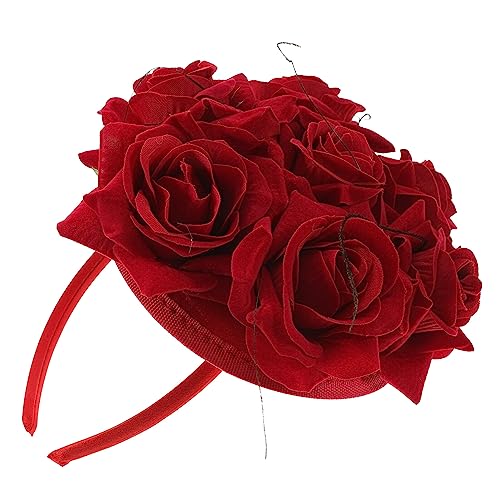 Abaodam 1Stk rosa Stirnband rosa Blumenstirnband damen stirnbänder Haarbänder Tiara Simulationsrosen-Stirnband Haarband für Mädchen einzigartig Haarnadel rote Rose Haarschmuck Fräulein Hut von Abaodam