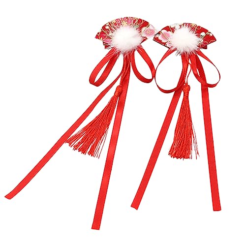 Abaodam 2 Paar Haarnadel für Kinder die chinesen elegant Kopfschmuck für Mädchen chinesische neujahr haarspangen Haarklammer haarschmuck Kopfschmuck mit Quastendekor Mädchen Haarspange rot von Abaodam