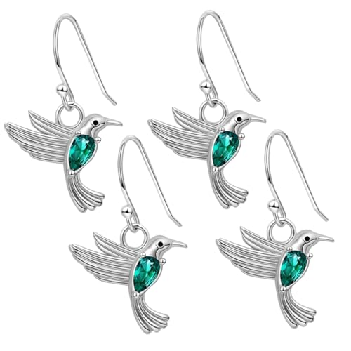 Abaodam 2 Paar Ohrringe Mit Fliegendem – Stilvolle Vogelohrringe, Funkelnder Grüner Zirkonia-schmuck Für Den Alltag, Für Mutter Und Tochter von Abaodam