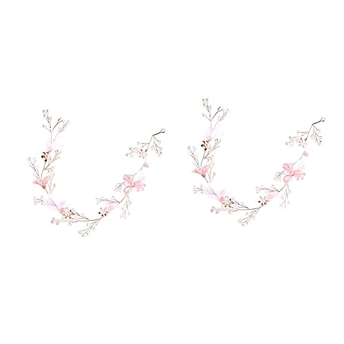 Abaodam 2st Perle Braut Tiara Kinderhaarschmuck Für Mädchen Brauthaarrebe Mädchen Stirnbänder Perlen Stirnband Hochzeitsstirnband Roségold Rosa Reben Brautjungfer Hochzeitskleid Blüte von Abaodam