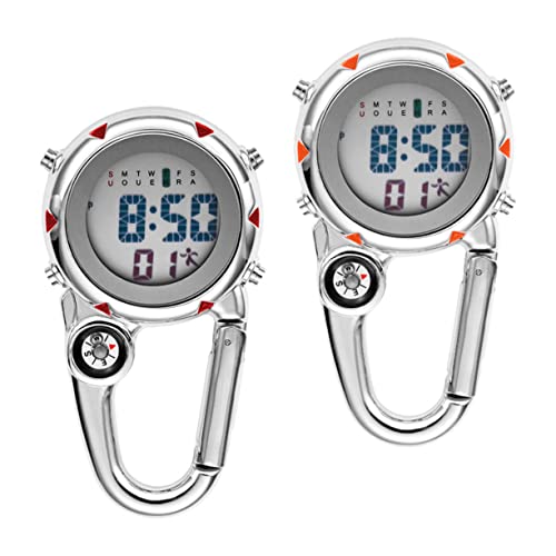 Abaodam 2 Stück Clip Uhren Tragbare Mehrzweck Metalluhr Für Outdoor Wandern Reisen Rot Und Orange Clip on Taschenuhr Für Herren Und Damen Für Ärzte Und Pflegepersonal von Abaodam
