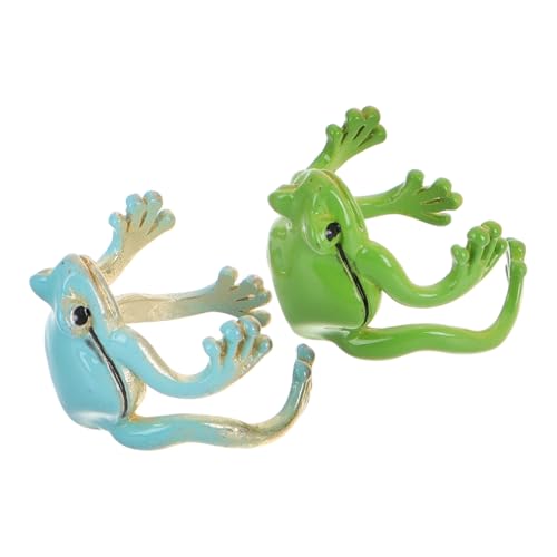 Abaodam 2stücke Verstellbarer Froschring Für Damen Niedlicher Offener Lustiger Tier- Grün Und Blau Einstellbare Tier-schmuckstücke Für Für Abaodam 2stücke Verstellbarer Froschring Für Damen Niedlicher Offener Lustiger Tier- Grün Und Blau Einstellbare Tier-schmuckstücke Für Für von Abaodam