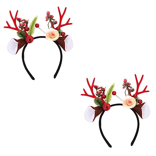 Abaodam 2st Geweih Stirnband Geweihbeere Stirnband Weihnachtshaarreifen Weihnachtsstirnbänder Für Erwachsene Hirschkopfschmuck Geweih-blumen-stirnband Plastik Kind Mädchen Haarring von Abaodam