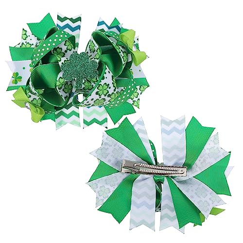 Abaodam 2stücke Haarspangen Für Patrick's Day Vierblättrige Kleeblatt-haarclips Für Junge Mädchen Modische Haarschmuck-accessoires Für Feiern Und Alltag von Abaodam
