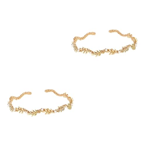 Abaodam 2st Hochzeitskleid Stirnband Haargummis Für Frauen Goldene Lorbeerblätter Stirnband Für Frauen Damen-stirnband Haarschmuck Goldenes Stirnband Blatt Zubehör Braut Legierung von Abaodam